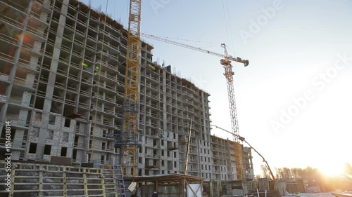 Wallpaper Mural Construction crane on sunset background Torontodigital.ca