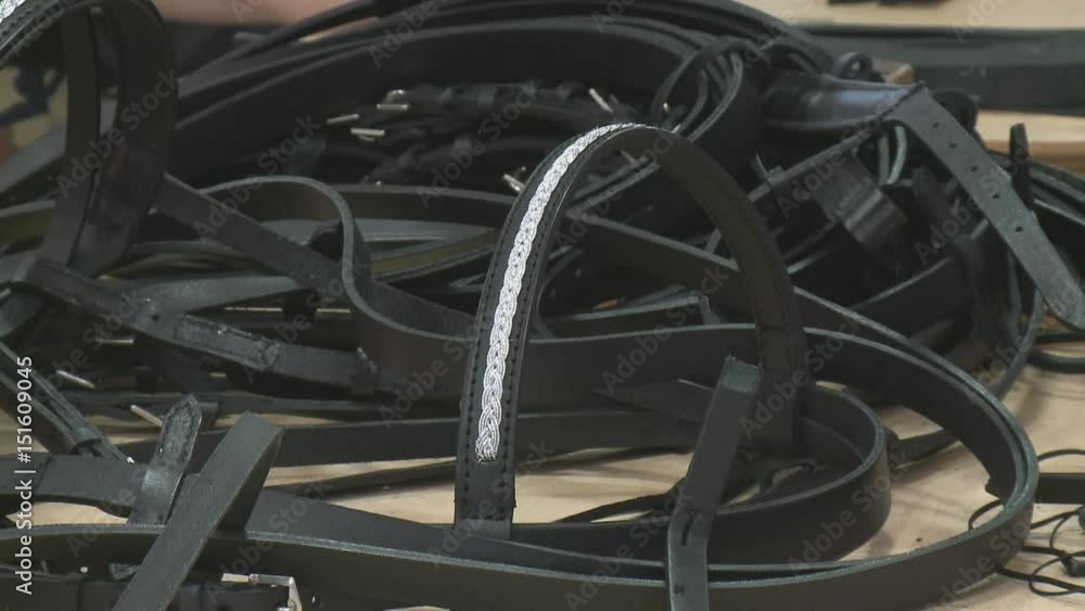 Horse harness manufacturing at the factory Horse harness manufacturing at the factory