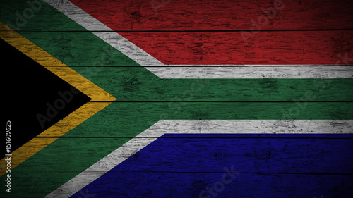 Flag of South Africa painted on old wood boards