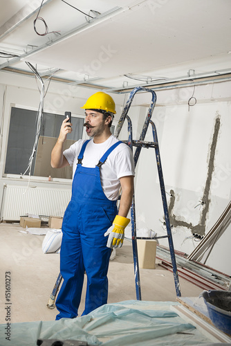 Worker Talking on a Cell Phone