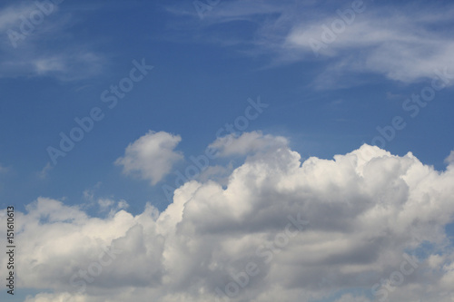 Firmamento azul con nubes blancas.