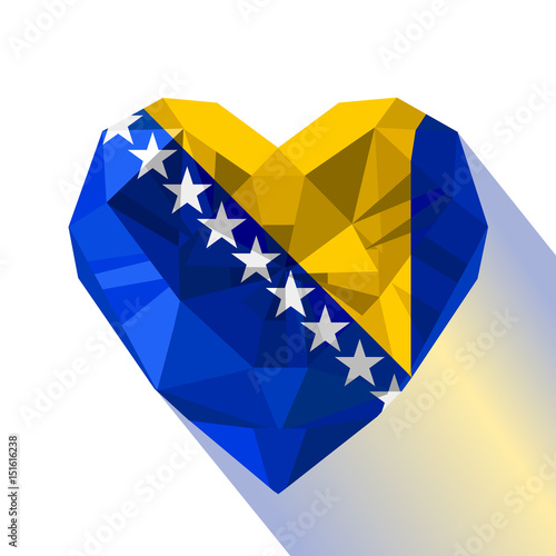 Crystal gem jewelry Bosnian Herzegovinian heart with the flag of Bosnia-Herzegovina photo