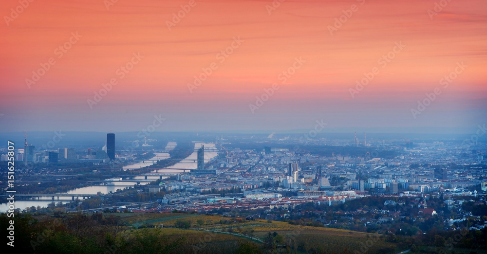 Wien city center after sunset
