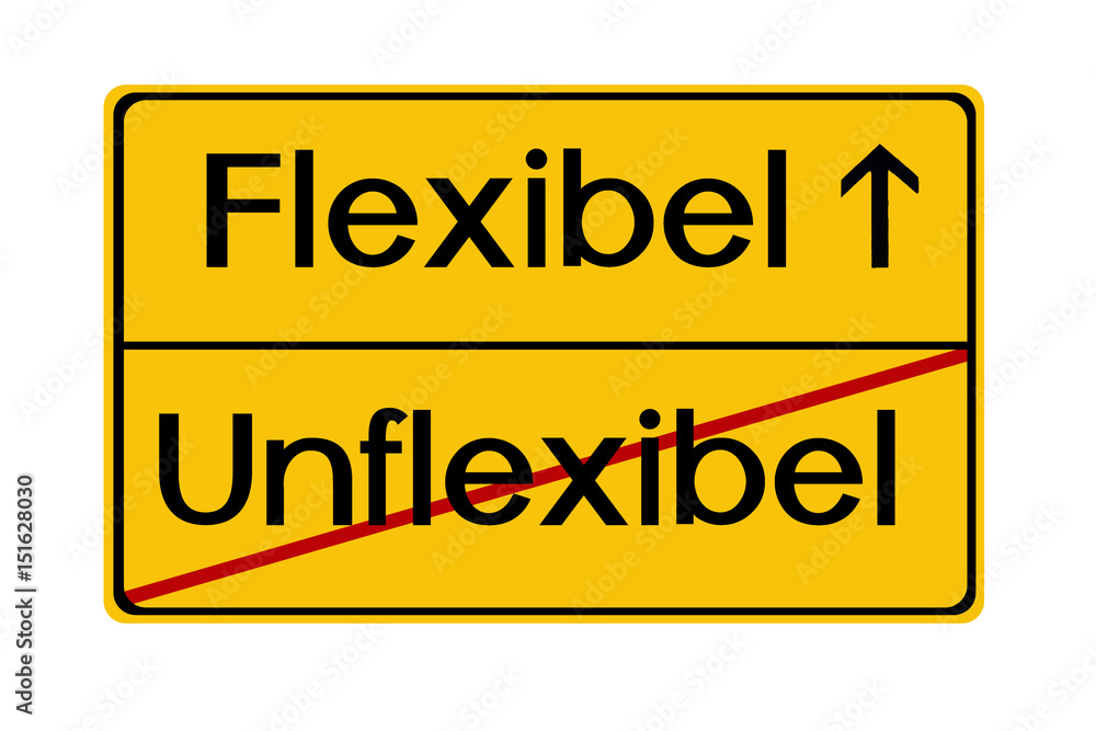 Flexible Unflexibel Abbildung Ortsschild Ortseingangschild