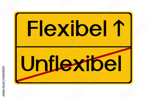 Flexible Unflexibel Abbildung Ortsschild Ortseingangschild