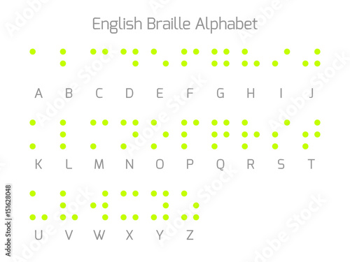 Braille alphabet letters. Braille is a tactile writing system used by people who are blind or visually impaired. Vector illustration.