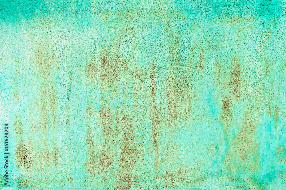 Texture of old green metal wall