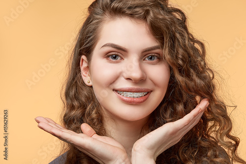 curly hair woman with brackets