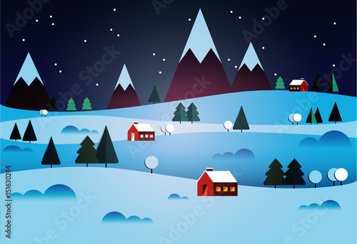 Nature, winter landscape with Christmas trees