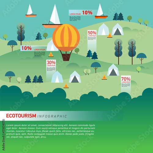 Landscape Infographics. Lake and Hills Hiking