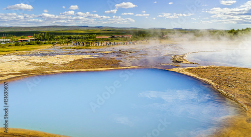 General view of the valley of geysers in Iceland