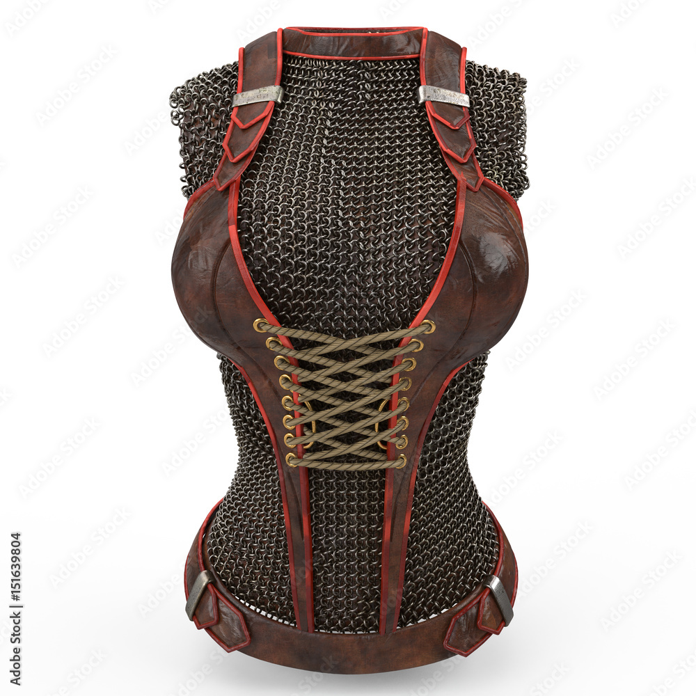 Female chain armor made of metal on isolated white background. 3d  illustration ilustración de Stock | Adobe Stock