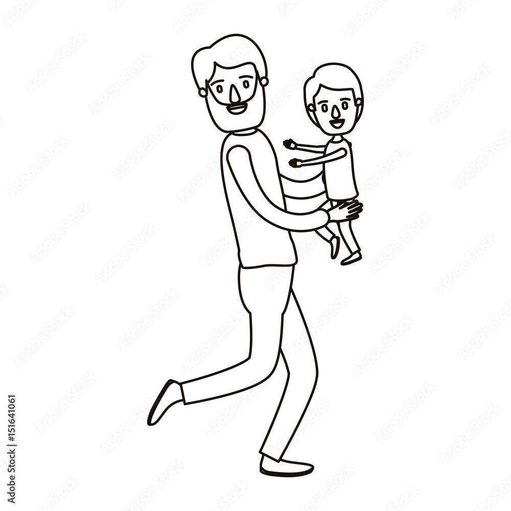 silhouette caricature full body man carrying a child vector illustration silhouette caricature full body man carrying a child vector illustration