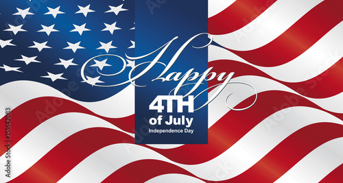 Happy 4th of july USA flag landscape greeting card