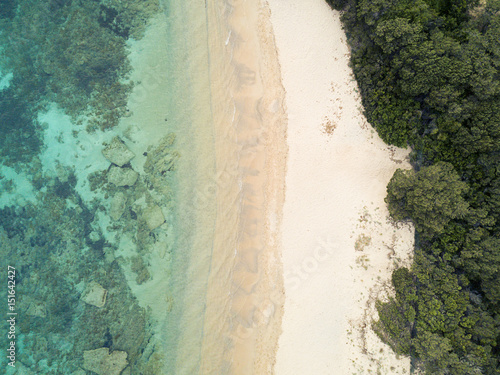 Aerial view of the Sardinian Emerald Coast, with its turquoise sea. Costa Smeralda in Sardinia Island, is one of the most beautiful and famous coasts in the world