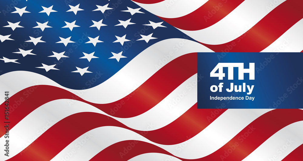 USA flag 4th of july landscape greeting card - obrazy, fototapety, plakaty 