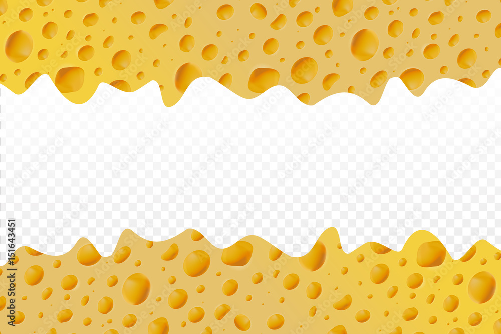 Vector realistic isolated cheese borders on the transparent background