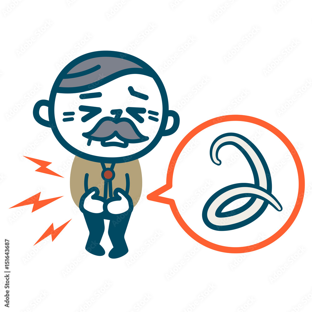 Naklejka premium 腹痛で苦しむシニア男性 アニサキス