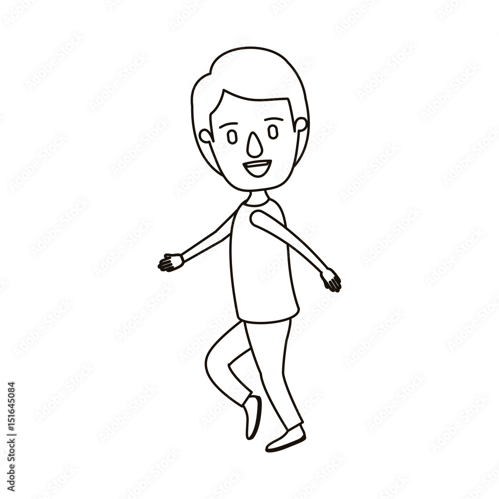 silhouette caricature full body guy with hairstyle dancing vector illustration silhouette caricature full body guy with hairstyle dancing vector illustration