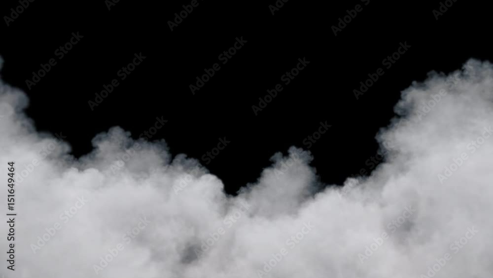 Clouds moving towards the camera / fly through clouds. Separated on pure black background, contains alpha channel.