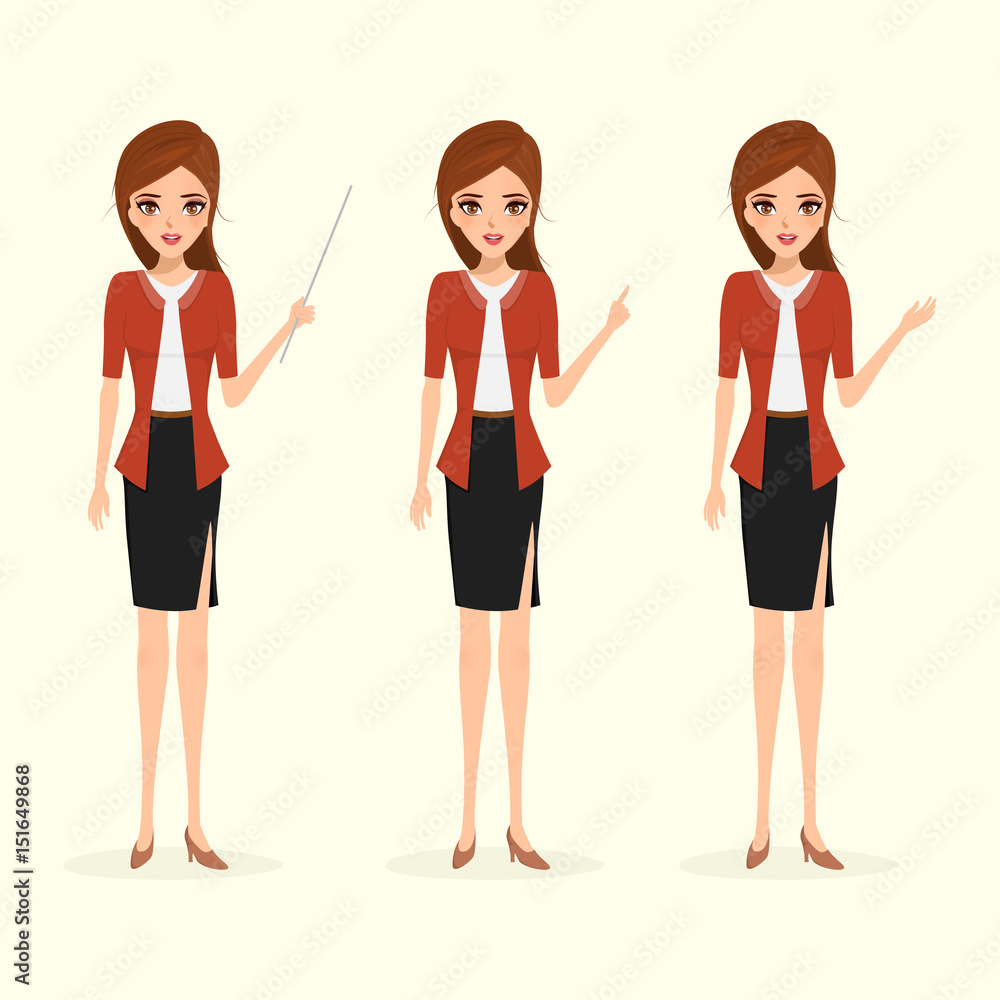 Obraz premium business woman in different pose. illustration vector of people in occupation character.