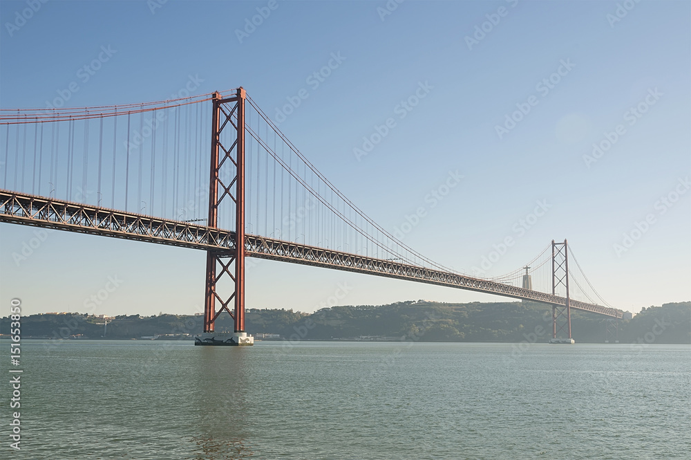 Big red metal bridge in Lisabon