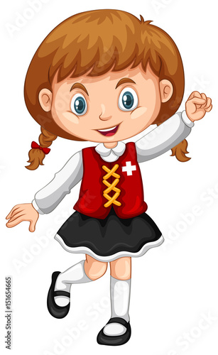 Girl wearing vest with Switzerland flag