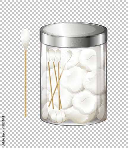 Cotton balls and cotton buds in jar