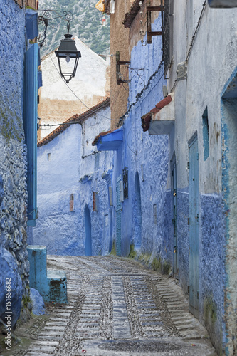 CHEFCHAOUEN  MOROCCO - FEBRUARY 19  2017  The beautiful blue medina of Chefchaouen in Morocco