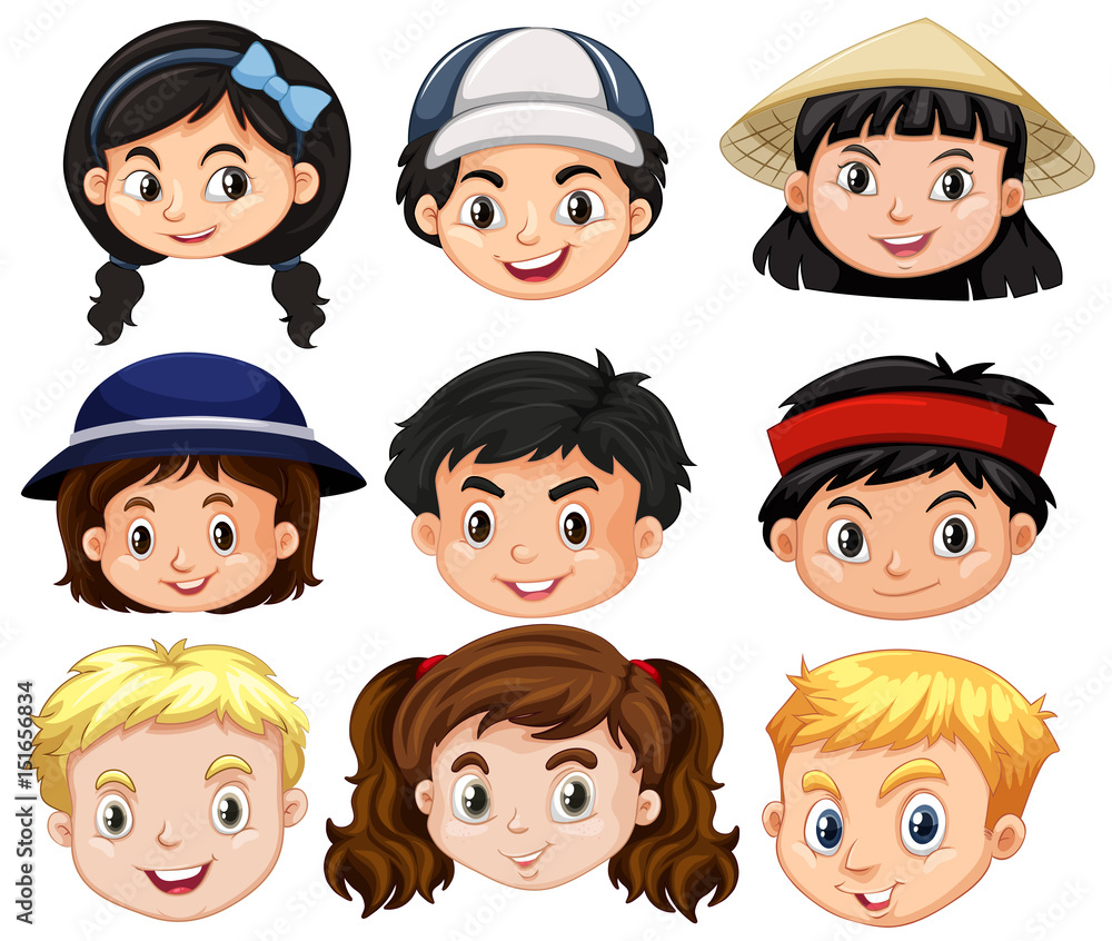 Different faces of boys and girls Different faces of boys and girls