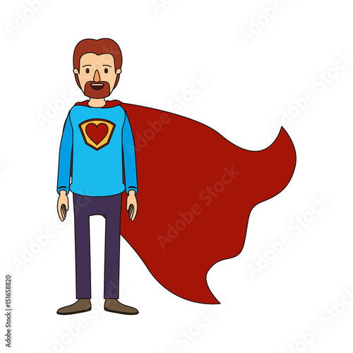 color image caricature full body super dad hero with beard vector illustration