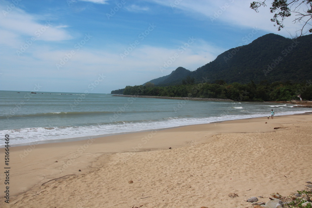 Damai beach and South China Sea. Borneo Malaysia.