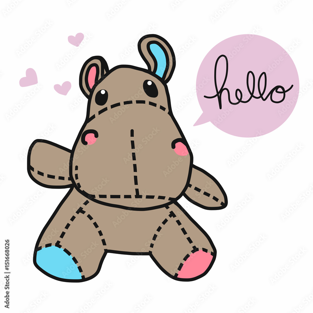 Obraz premium Cute hippopotamus cartoon vector illustration