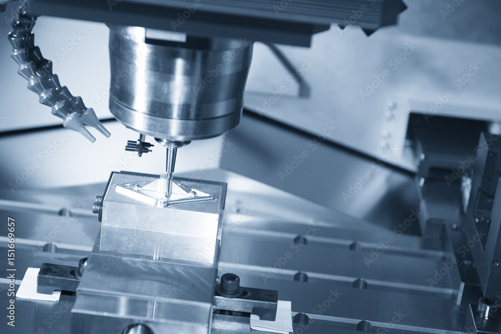 The CNC machine cutting work piece The hi-quality machining process concept. The CNC machine cutting work piece The hi-quality machining process concept.
