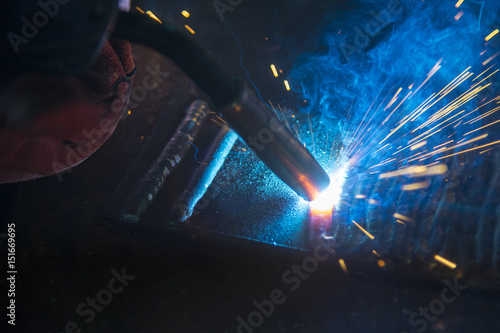 Close-up of the sparking light of the welding process.Sparking light from the welding process.