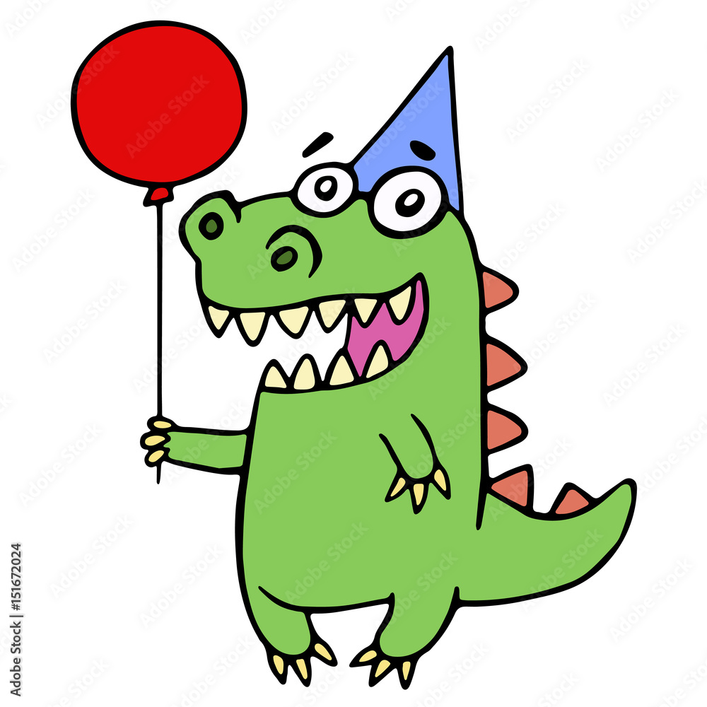 Happy birthday greeting dragon. Vector illustration. Happy birthday greeting dragon. Vector illustration.