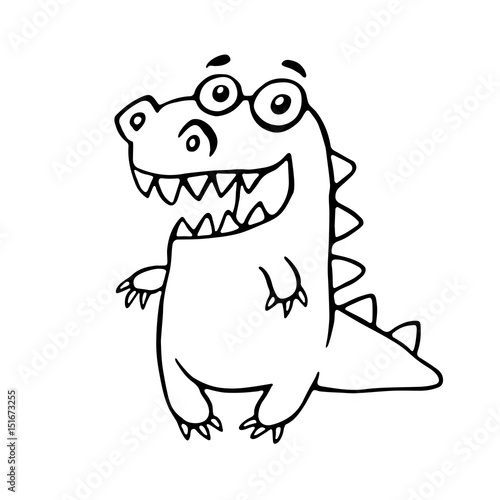 Cartoon friendly dragon. Vector illustration.