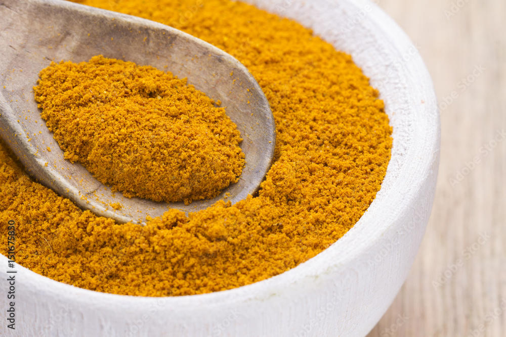 Turmeric powder in a bowl with spoon Turmeric powder in a bowl with spoon