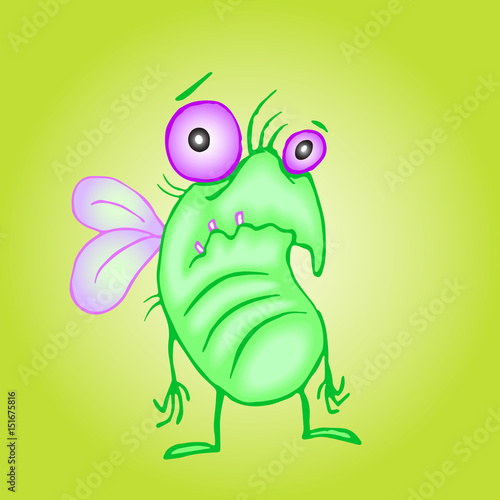 cute unhappy fly. vector illustration.