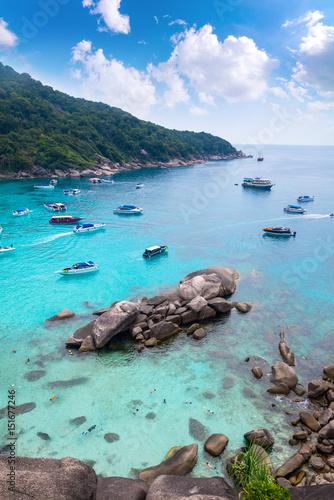 Beautiful crystal clear sea at tropical paradise island, Similan island, Andaman sea,. Sea's most beautiful white sand beaches for relaxing summer and diving underwater beautiful ,Thailand