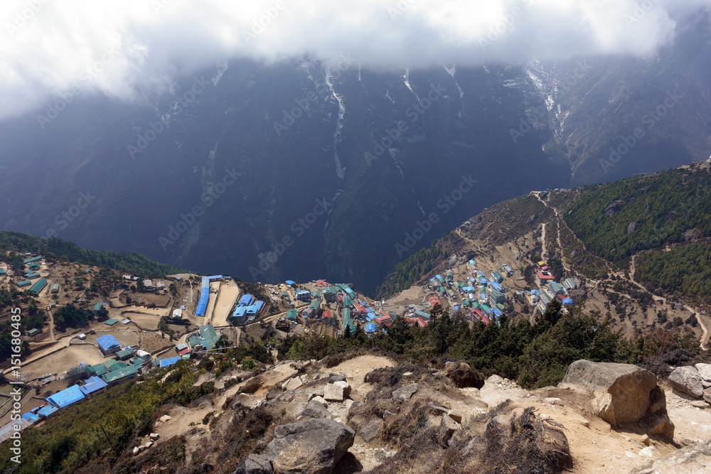 Fototapeta premium The blue rooftops of the mountain village