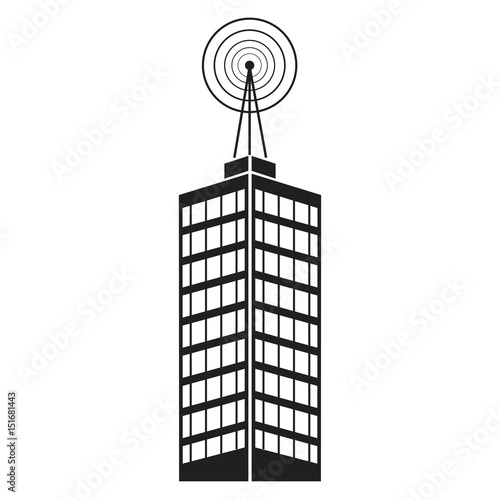 antenna on building city broadcast business vector illustration