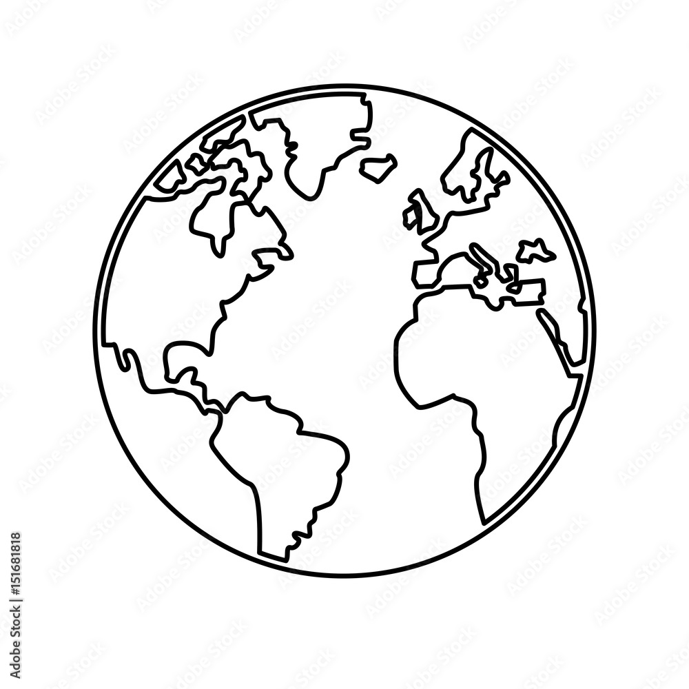 world map earth globes cartography continents outline vector illustration
