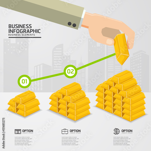 infographic up price for gold concept on white background. price gold up. business concept.