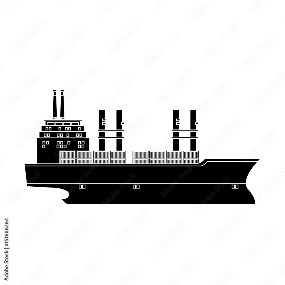 Obraz premium cargo ship containers export cranes industrial vector illustration