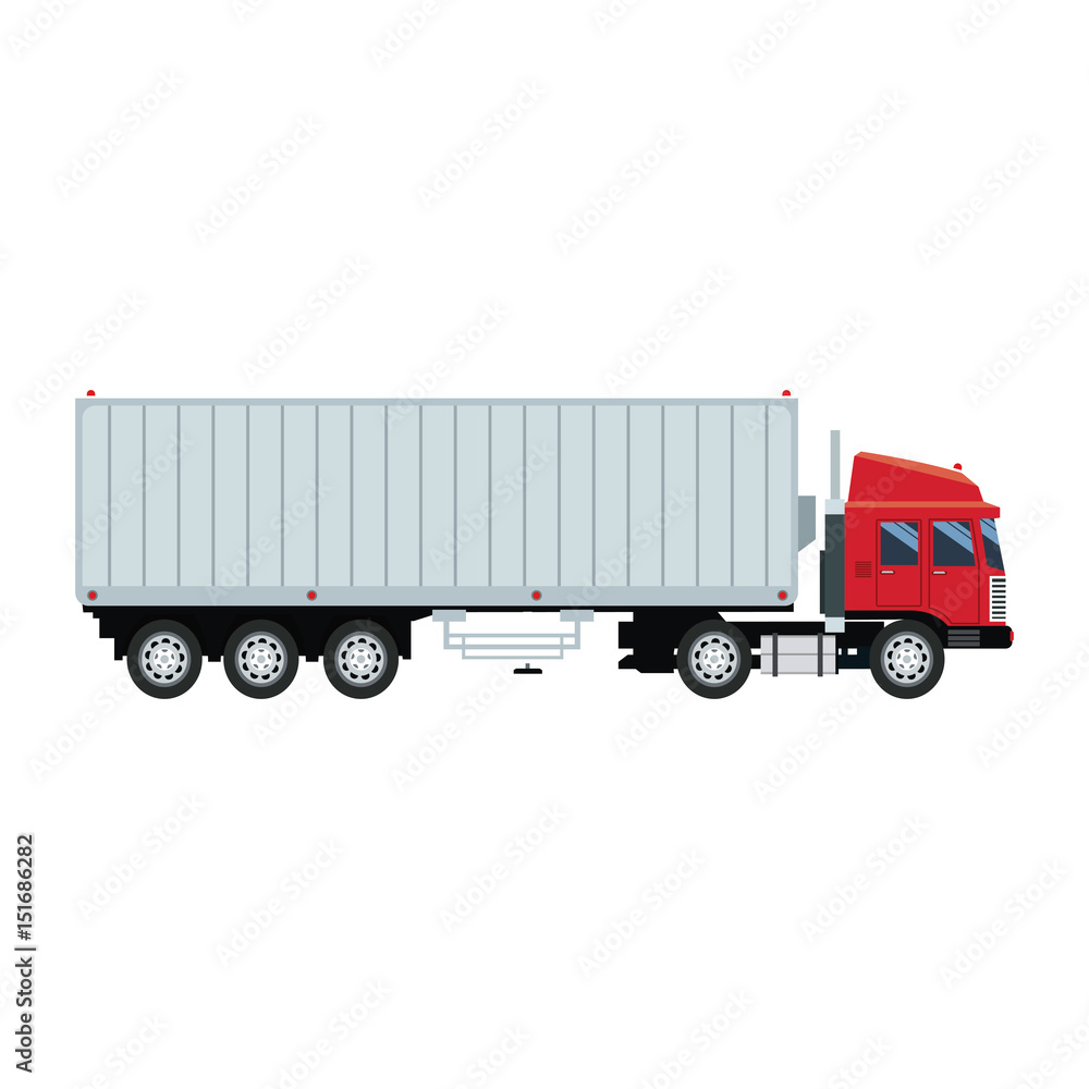 cargo delivery truck with cargo container shipping design, vector illustration cargo delivery truck with cargo container shipping design, vector illustration