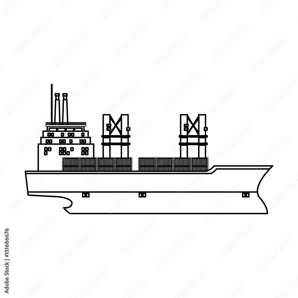 Obraz premium cargo ship containers export cranes industrial vector illustration
