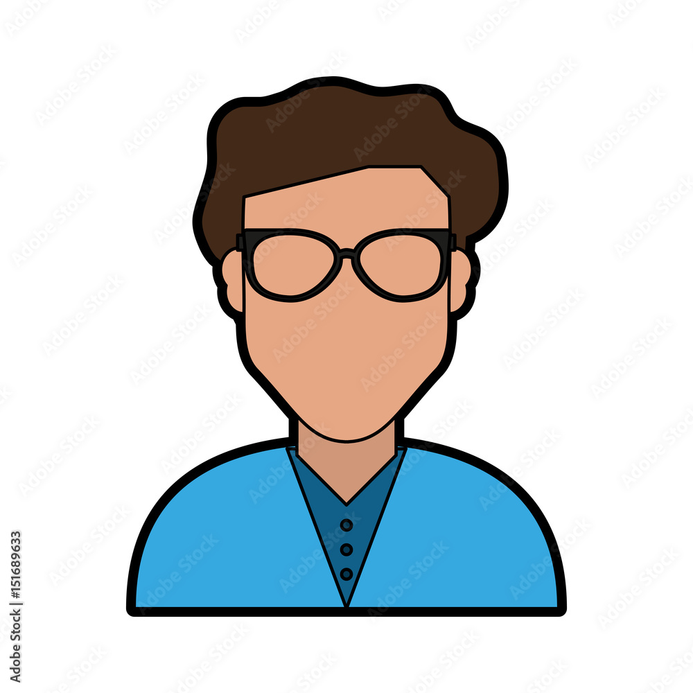 man with glasses portrait icon image vector illustration design 