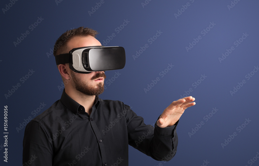 Businessman with virtual reality goggles Businessman with virtual reality goggles