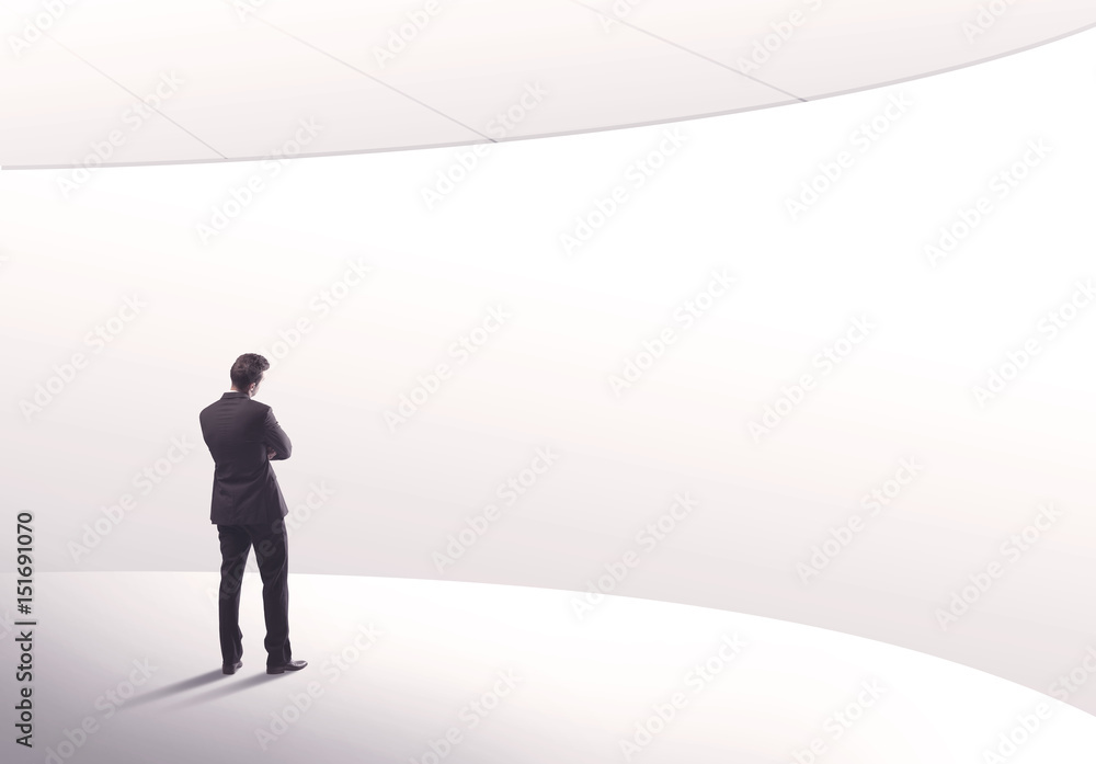 Salesman standing with his back concept Salesman standing with his back concept